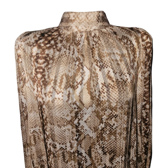 H&M Tan and Brown Snakeskin Look High Neck Blouse 8 - Picture 2 of 8